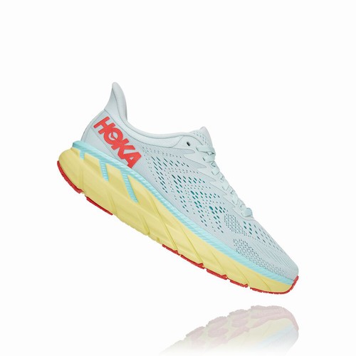 Hoka One One CLIFTON 7 Road Running Shoes For Women India Grey/Green/Red IN-1847